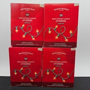 4x Wondershop 100 Clear Twinkling Mini String Lights Green Wire Indoor Outdoor